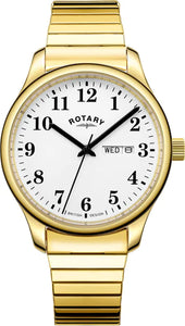 ROTARY MEN'S GOLD PLATED WATCH WITH EXPANDER BRACELET
