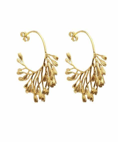 ALEX MONROE FANNED SEED HOOP EARRINGS